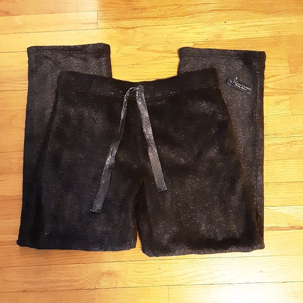NWT FADED GLORY PLUSH BLACK SPARKLY SWEAT PANTS, LARGE